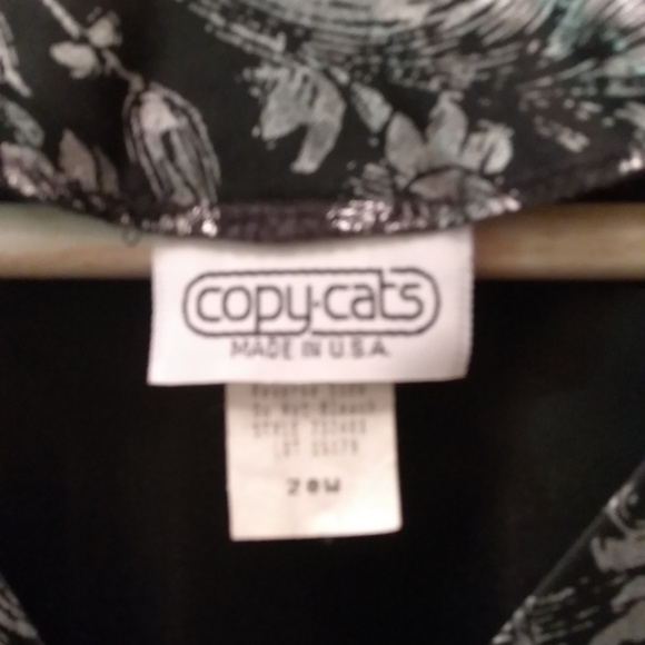 BLOUSE VINTAGE COPY CAT USA MADE BLACK/SILVER - Picture 6 of 7